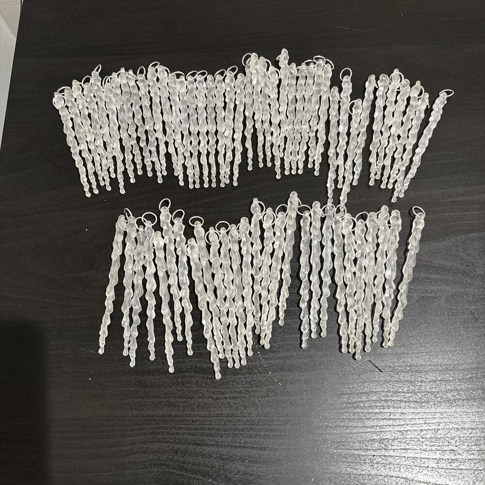 Vintage Christmas Plastic Icicles Tree Ornaments 67 Pieces 4.5”